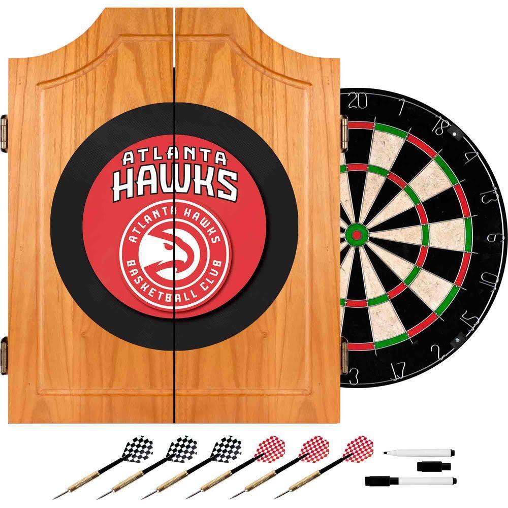 NBA Atlanta Hawks Wood Finish Dart Cabinet Set