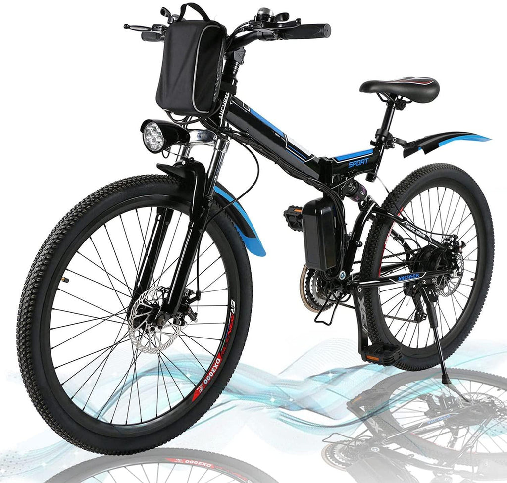 Angotrade 26 inch Electric Bike Folding Mountain E-Bike 21 Speed 36V 8A Lithium Battery Electric Bicycle for Adult