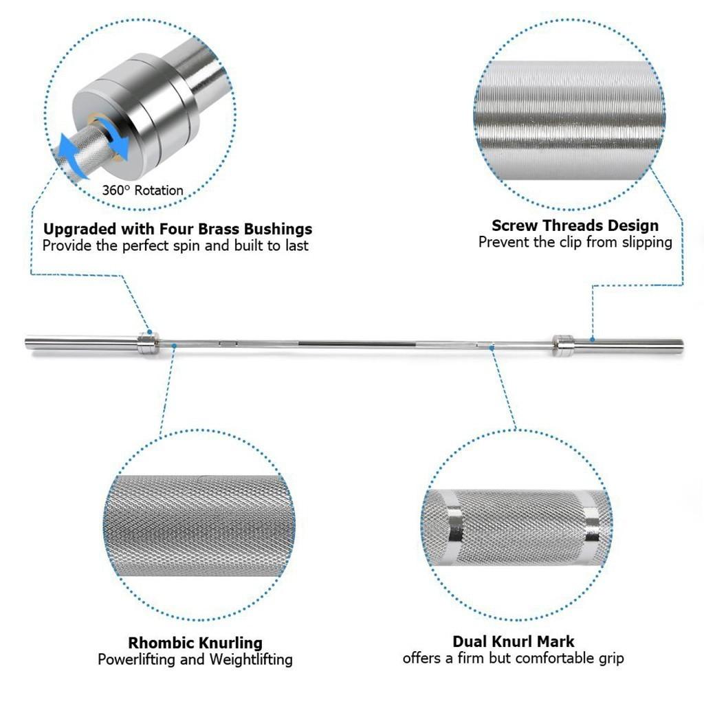 Pgyong 86 inch Olympic Bar Weightlifting Barbell Bar for Home Gym Exercise, Silver(2-Inch)