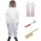 beekeeping suit for women/men,xxl professional beekeeper suit with ventilated veil hood, beekeeper costume for adult bee keepers suit, bee suit with gloves,beehive j hook and beekeeping brush