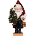 19.25" Red and Black Christian Ulbricht Santa with Christmas Tree Nutcracker Decoration