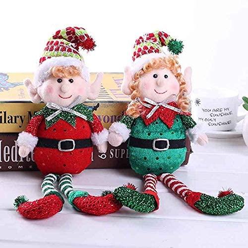 JJKFQ Christmas Decoration Doll Cute Red and Green Long-Legged Elf Doll Gifts Room Decoration Birthday Party Gifts Xmas Home Decor
