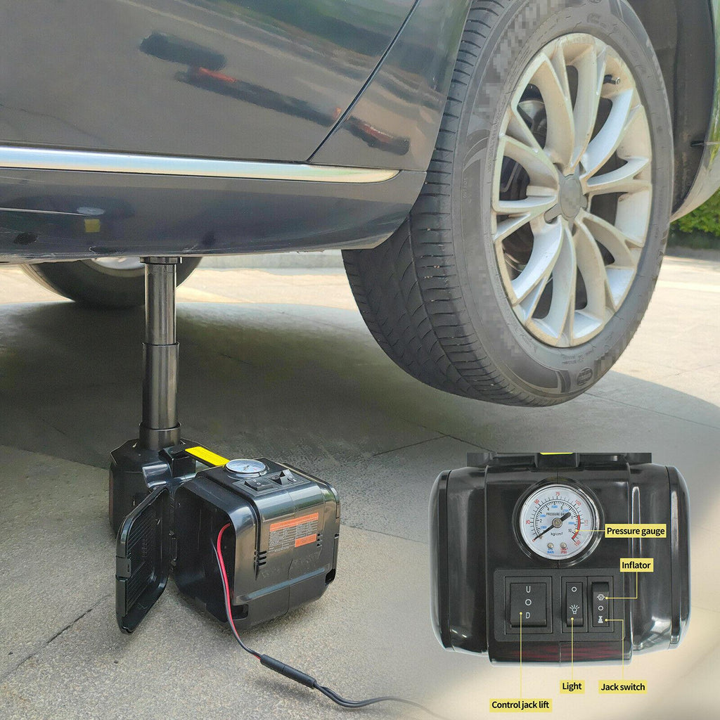 Car Jack Lift 5Ton 12V Electric Hydraulic Floor Jack Tire Inflator Pump Tool Kit