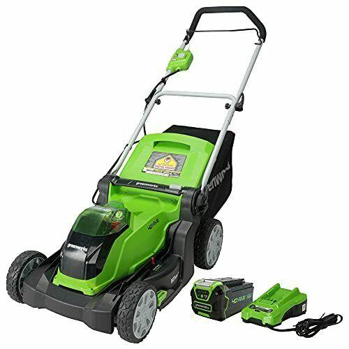 Greenworks 40V 17-Inch Cordless Lawn Mower 4Ah Battery and Charger MO40B411