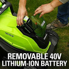 Greenworks 40V 17-Inch Cordless Lawn Mower 4Ah Battery and Charger MO40B411