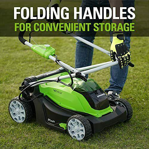 Greenworks 40V 17-Inch Cordless Lawn Mower 4Ah Battery and Charger MO40B411