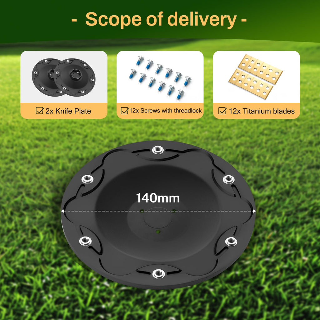 [Upgrade] 2 Blade Discs + 12 Pcs Blades Compatible with  A1600, A2000, A2500 and A3000, Lawn Mower Robot Blade Disc, Robotic Lawn Mower Turntable