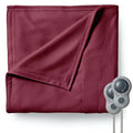 Sunbeam Size Electric Fleece Heated Blanket in Garnet with Dual Zone