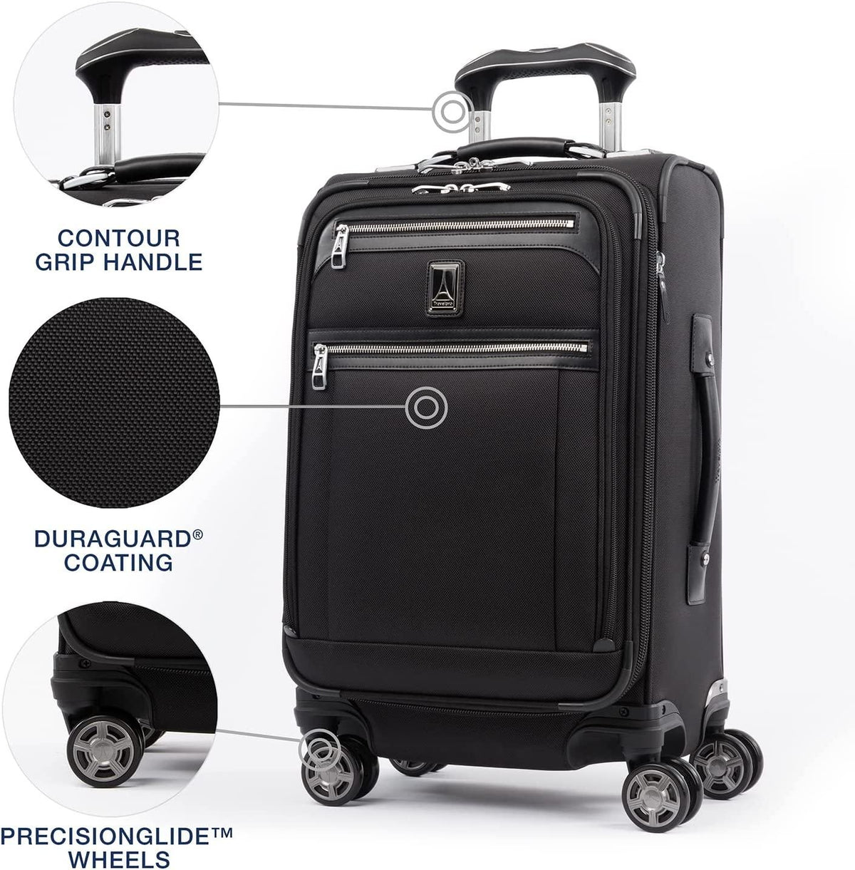 Platinum Elite Softside Expandable Spinner Wheel Luggage, Shadow Black, Carry-On 21-Inch
