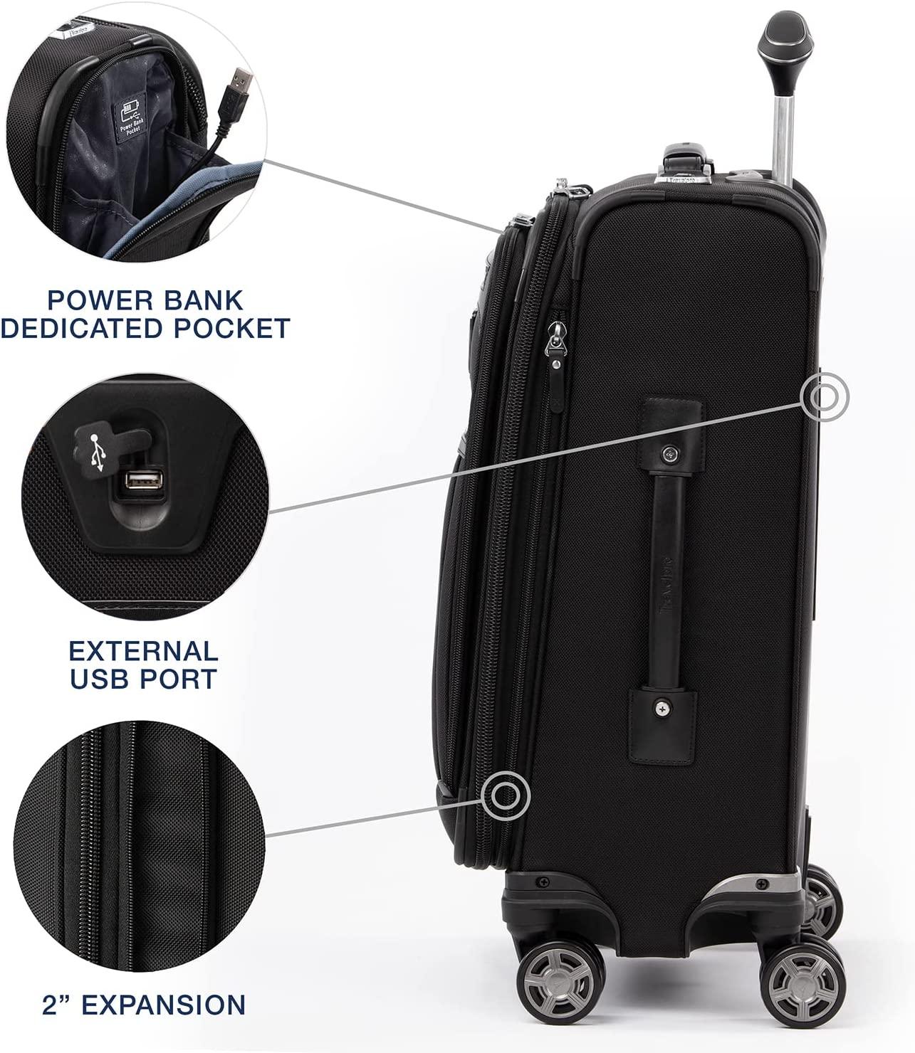 Platinum Elite Softside Expandable Spinner Wheel Luggage, Shadow Black, Carry-On 21-Inch