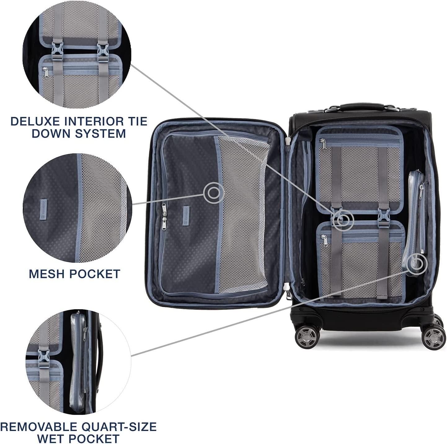 Platinum Elite Softside Expandable Spinner Wheel Luggage, Shadow Black, Carry-On 21-Inch
