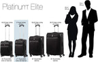 Platinum Elite Softside Expandable Spinner Wheel Luggage, Shadow Black, Carry-On 21-Inch