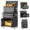 Metal Tool Chest, 8 Drawer Rolling Tool Chest with Wheels, Detachable Tool StoraCabinet with Lock for Garage, Assembled Steel Tool Cart with Liner & Hooks for Workshop, Warehouse (Black)