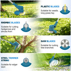 21V Electric Weed Wacker Cordless Weed Eater Battery Powered, String Trimmer Battery Operated, Lightweight 4 in 1 Grass Trimmer/Brush Cutter/Lawn Edger/Mower with Metal Blades &amp; Wheels for Garden Yard