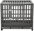 LUCKUP Heavy Duty Dog Crate Strong Metal Kennel and Crate for LarDogs,Easy to Assemble with Four Wheels
