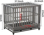LUCKUP Heavy Duty Dog Crate Strong Metal Kennel and Crate for LarDogs,Easy to Assemble with Four Wheels