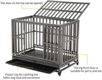 LUCKUP Heavy Duty Dog Crate Strong Metal Kennel and Crate for LarDogs,Easy to Assemble with Four Wheels