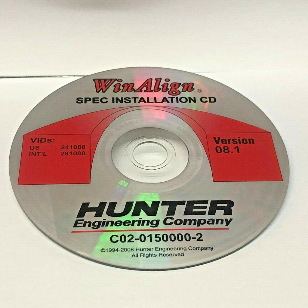Version 08.1 Hunter Engineering WinAlign Alignment Installation CD Software P84