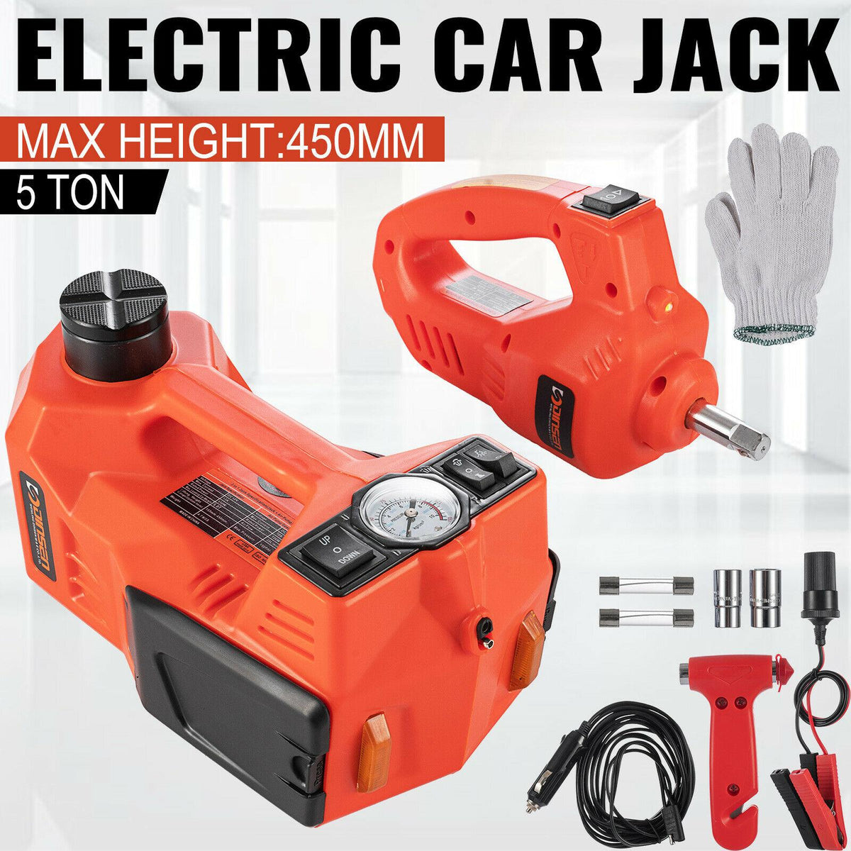 5Ton 12V Electric Hydraulic Car Floor Jack Kit Lift Impact Wrench for SUV MPV