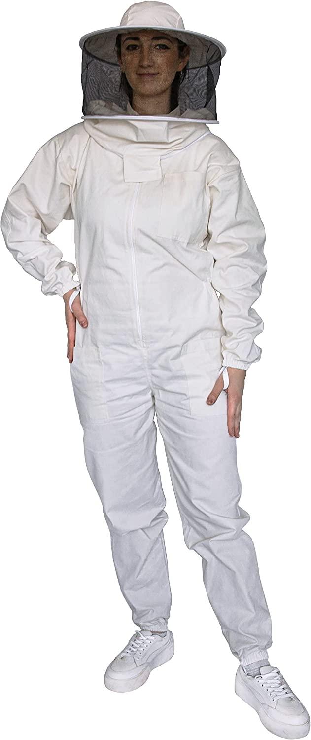 beeattire bee suit with round hood - cotton thick sting-less protection pro beekeeper suit beekeeper costume adult bee keeper costume beekeeping suit bee keeper suit ykk zippers (2xl)