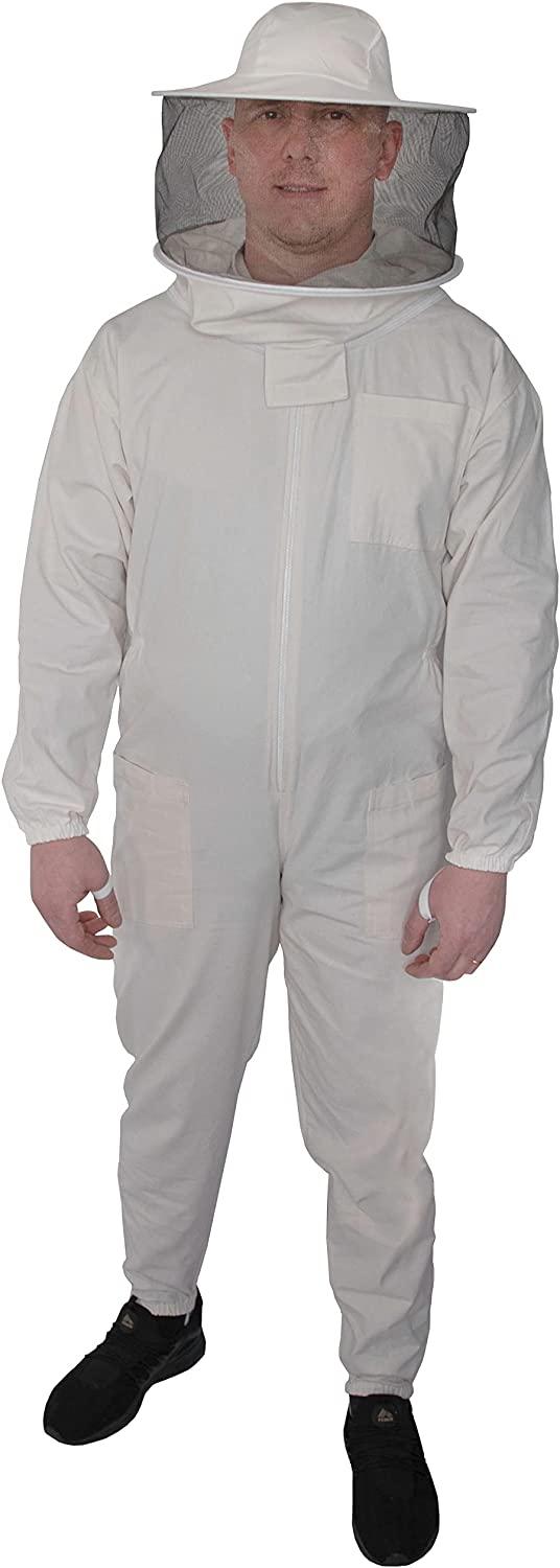 beeattire bee suit with round hood - cotton thick sting-less protection pro beekeeper suit beekeeper costume adult bee keeper costume beekeeping suit bee keeper suit ykk zippers (2xl)