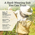beeattire bee suit with round hood - cotton thick sting-less protection pro beekeeper suit beekeeper costume adult bee keeper costume beekeeping suit bee keeper suit ykk zippers (2xl)