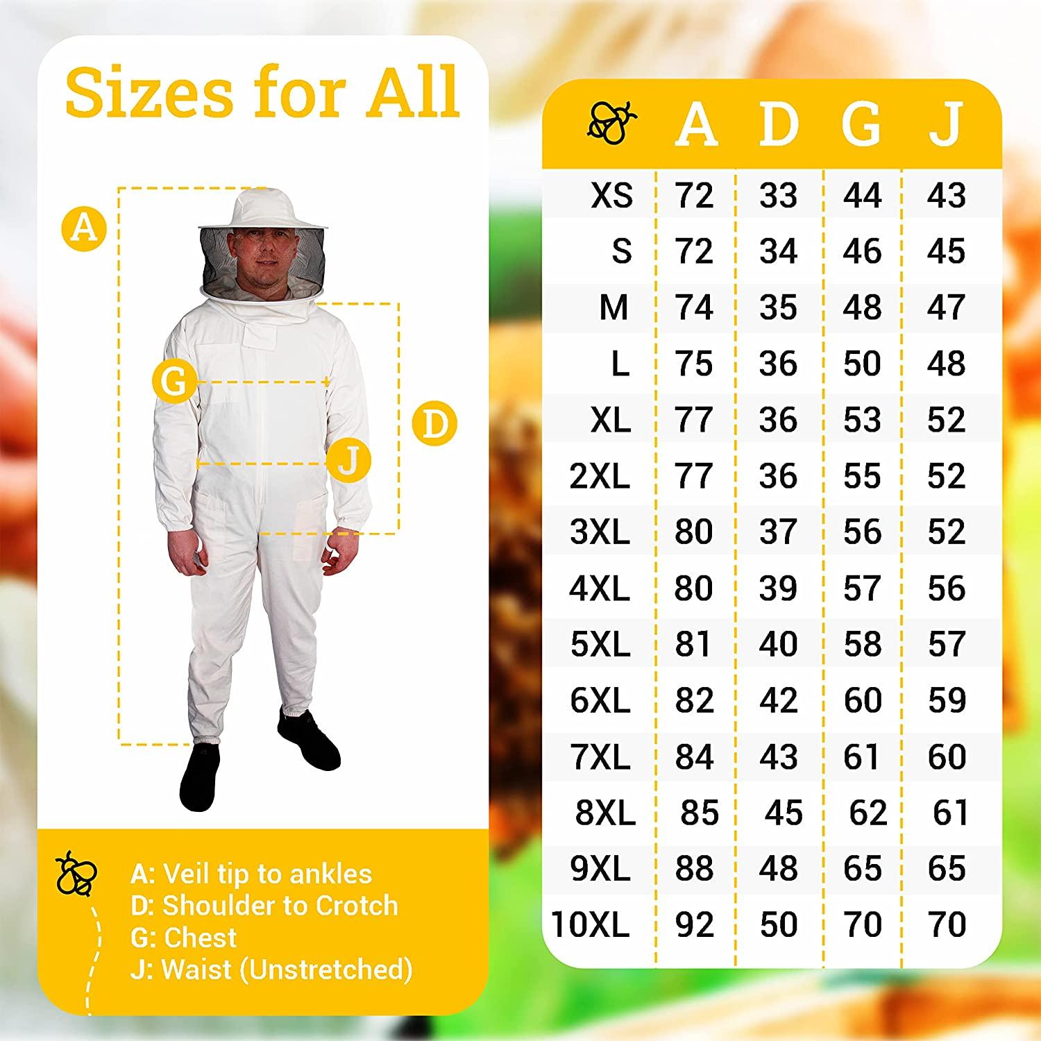 beeattire bee suit with round hood - cotton thick sting-less protection pro beekeeper suit beekeeper costume adult bee keeper costume beekeeping suit bee keeper suit ykk zippers (2xl)