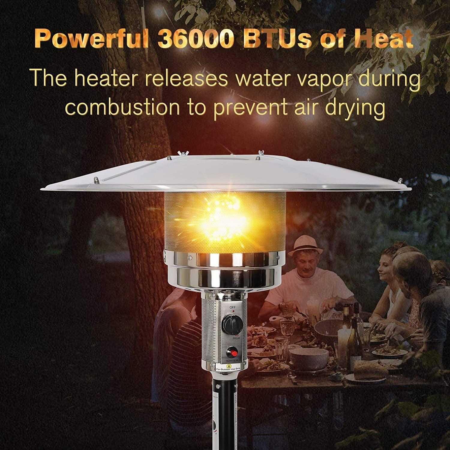 ALAREWO Outdoor Propane Heater Portable Patio Heater With Wheels 87 Inches Tall 36000 BTU for Commercial Courtyard (Black)