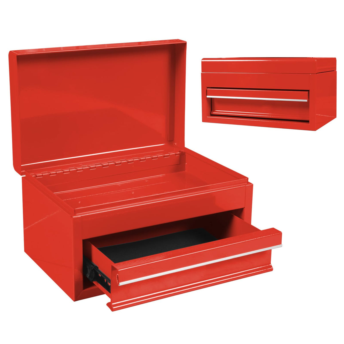 APBT701RB 10" Mini Portable Steel Tool Box with drawer,Small Metal Tool Chest for Home,Garaor Workbench,Red