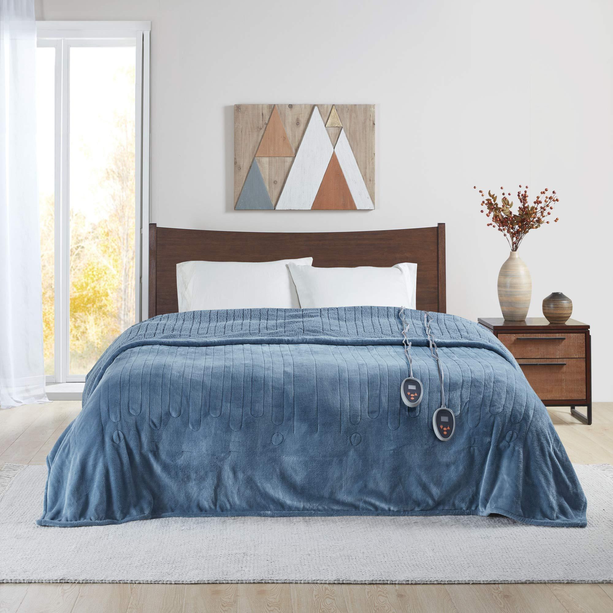 Elect Electric Blanket with 20 Heat Level Setting Controller Twin Sapphire