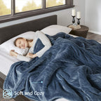Gracie Mills Berber Elect Electric Blanket w/2 20 Heat Level Controllers, Queen, Blue -BR54-0379