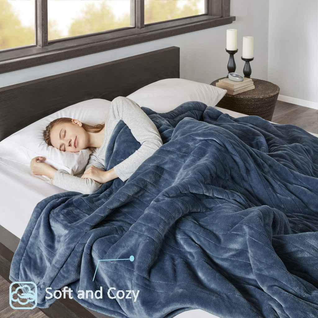 Elect Electric Blanket with 20 Heat Level Setting Controller Twin Sapphire