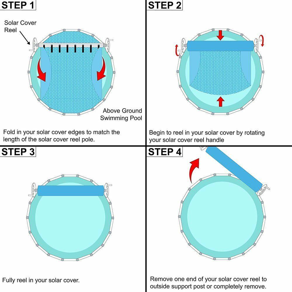 sun2solar above ground solar cover reel for swimming pool up to 24' wide