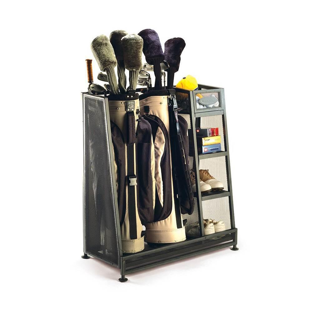 Suncast Metal Complete Golf Bag Organizer for Garaw/ Shelves &amp; Bin (2 Pack)