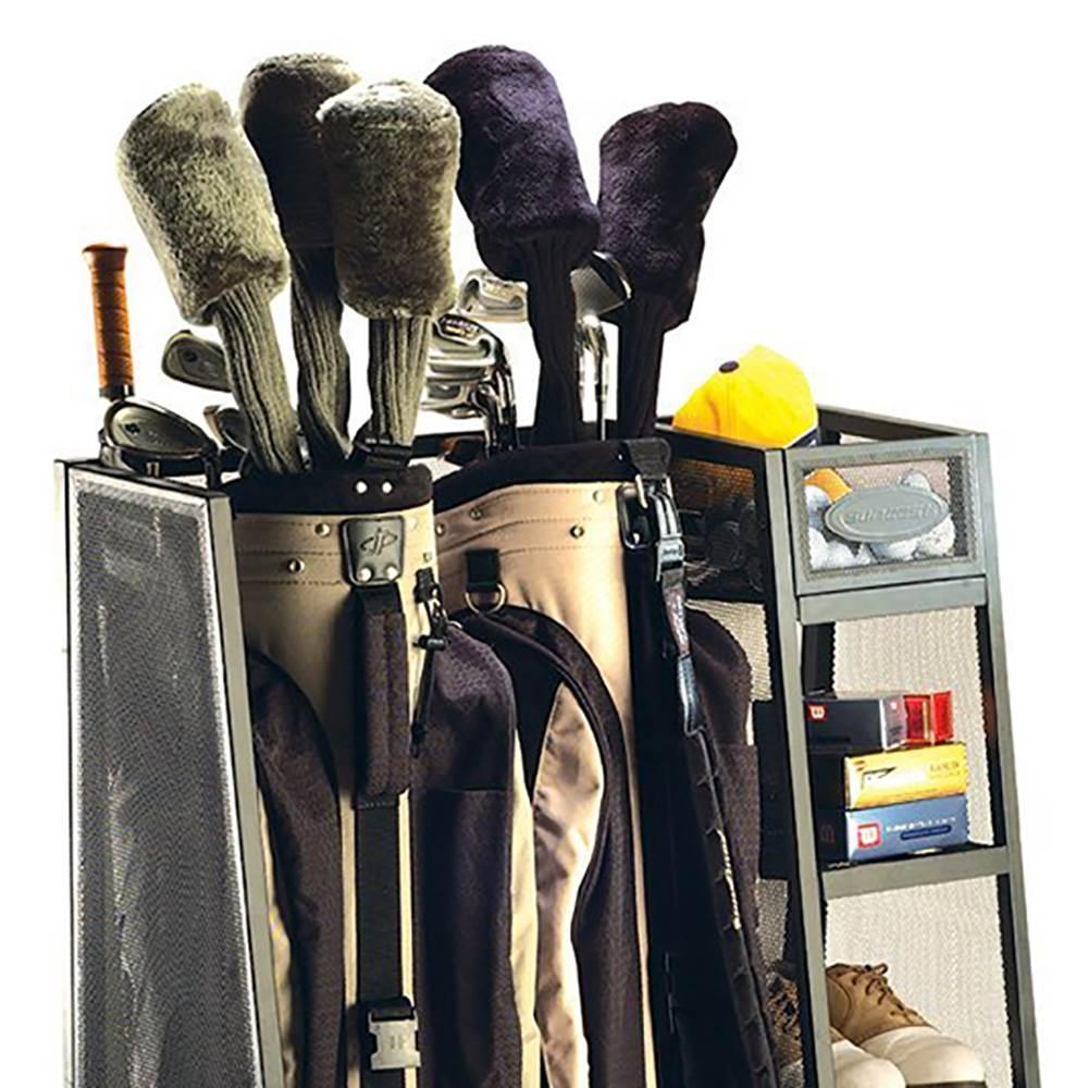 Suncast Metal Complete Golf Bag Organizer for Garaw/ Shelves &amp; Bin (2 Pack)