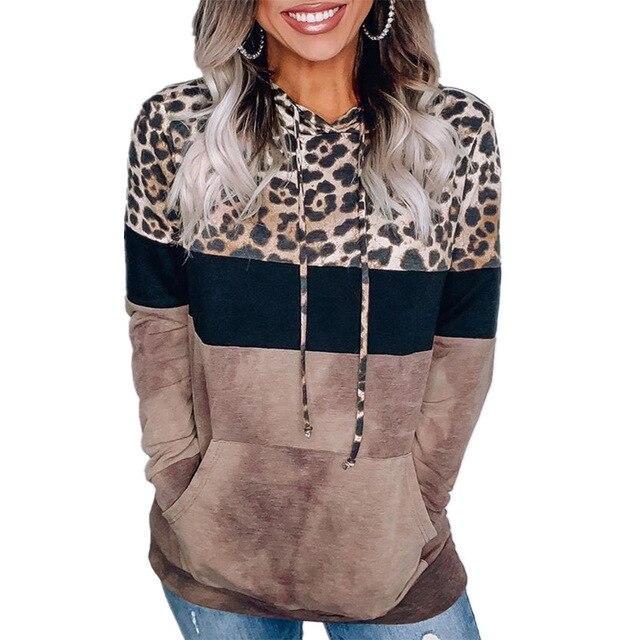 New Women Autumn Winter Streewear Leopard Print Ladies Clothes Casual Loose Hoodies Sweatshirts