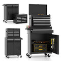 2-in-1 Rolling Tool Chest with 5 Drawers, Heavy-Duty Metal Tool Box with Wheels, Detachable Top Tool Box & Rolling Tool Cabinet for Garage, DIY (5-Drawers, Black)