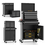 2-in-1 Rolling Tool Chest with 5 Drawers, Heavy-Duty Metal Tool Box with Wheels, Detachable Top Tool Box & Rolling Tool Cabinet for Garage, DIY (5-Drawers, Black)