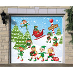 7' x 8' Red and Green "North Pole" Single Car Garage Door Banner