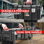 2Pcs Universal Lockable Organizer StoraTool Boxes with Removable Tray For GaraWorkshop and Household, High Capacity, Black/Red