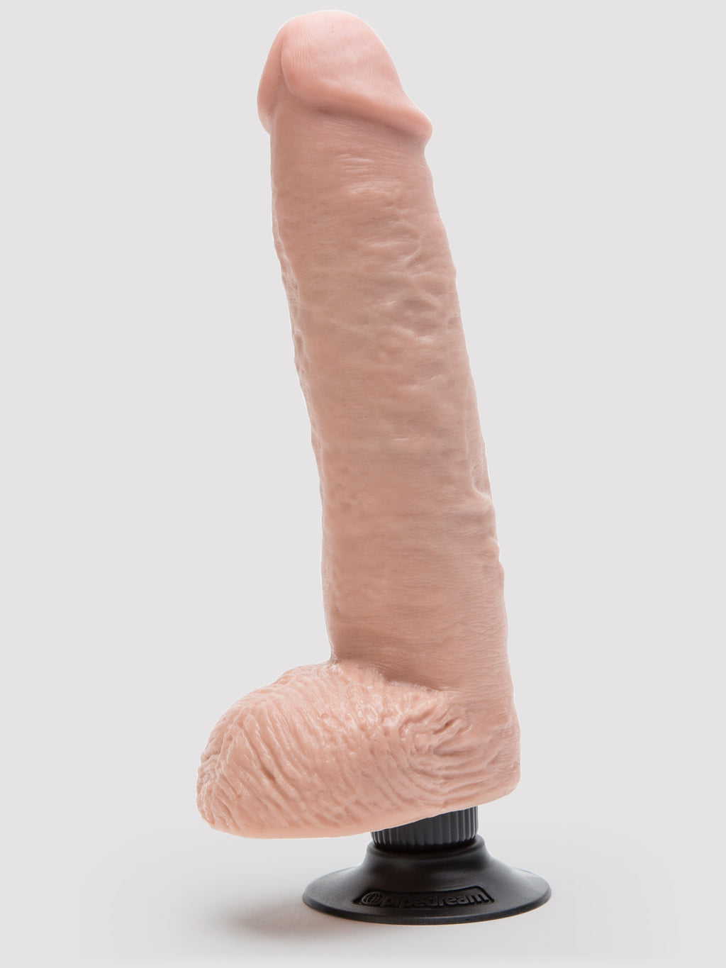 King Cock Ultra Realistic Vibrating Dildo with Balls and Suction Cup 9 Inch, Flesh Pink