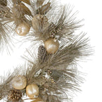 24 in. Artificial Unlit Glitter Champagne Gold Pomegranate Apple Pine Cone and Berry Christmas Wreath