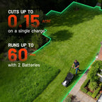 Electric Lawn Mower Cordless,Grass Cutter Machine for 3200 Sq. Ft, Lawnmower with Brushless Motor, 16.5 in Cutting Width, Cutting Height 1-2.5 in, 2 x 5.0 Ah Batteries &amp; Charger