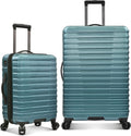 Boren Polycarbonate Hardside Rugged Travel Suitcase Luggage with 8 Spinner Wheels, Aluminum Handle, Teal, 2-Piece Set, USB Port in Carry-On