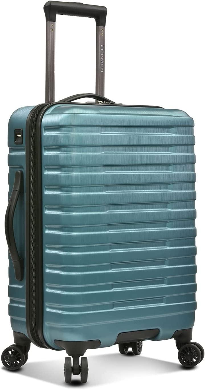 Boren Polycarbonate Hardside Rugged Travel Suitcase Luggage with 8 Spinner Wheels, Aluminum Handle, Teal, 2-Piece Set, USB Port in Carry-On