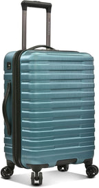Boren Polycarbonate Hardside Rugged Travel Suitcase Luggage with 8 Spinner Wheels, Aluminum Handle, Teal, 2-Piece Set, USB Port in Carry-On