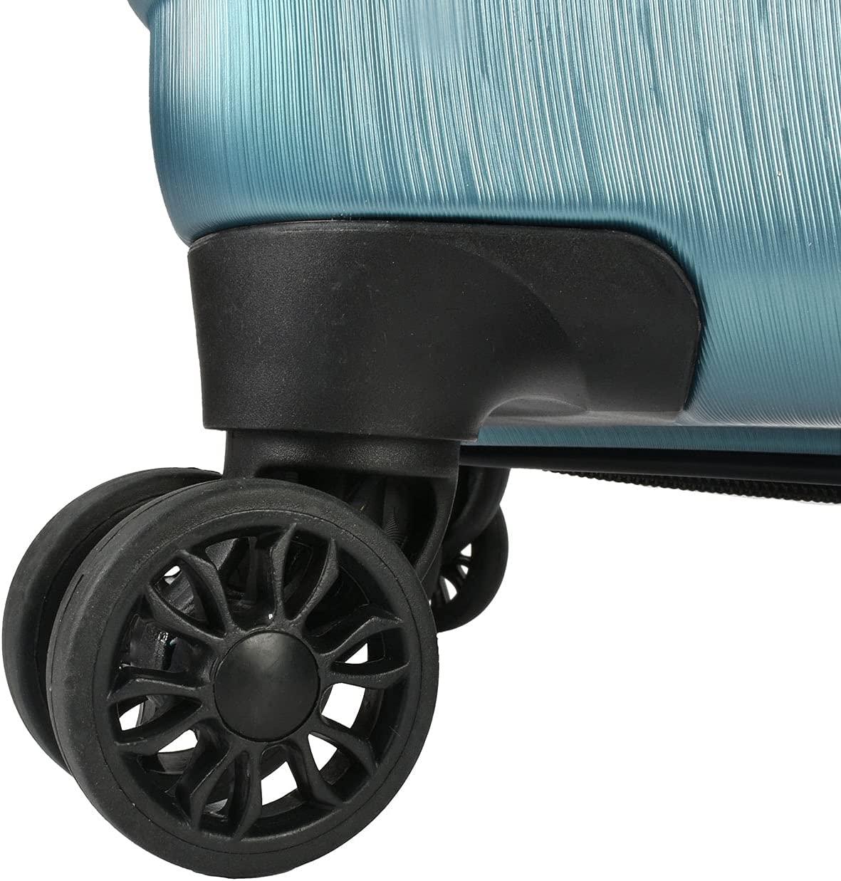 Boren Polycarbonate Hardside Rugged Travel Suitcase Luggage with 8 Spinner Wheels, Aluminum Handle, Teal, 2-Piece Set, USB Port in Carry-On