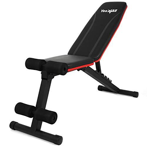 Yes4All Adjustable Weight Bench / Utility Weight Bench with Foldable  閳 Weight Capacity 400 lbs (Red)