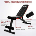 Yes4All Adjustable Weight Bench / Utility Weight Bench with Foldable  閳 Weight Capacity 400 lbs (Red)