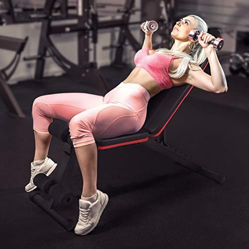 Yes4All Adjustable Weight Bench / Utility Weight Bench with Foldable  閳 Weight Capacity 400 lbs (Red)